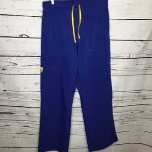 Blue Women's Pants with Yellow Accents